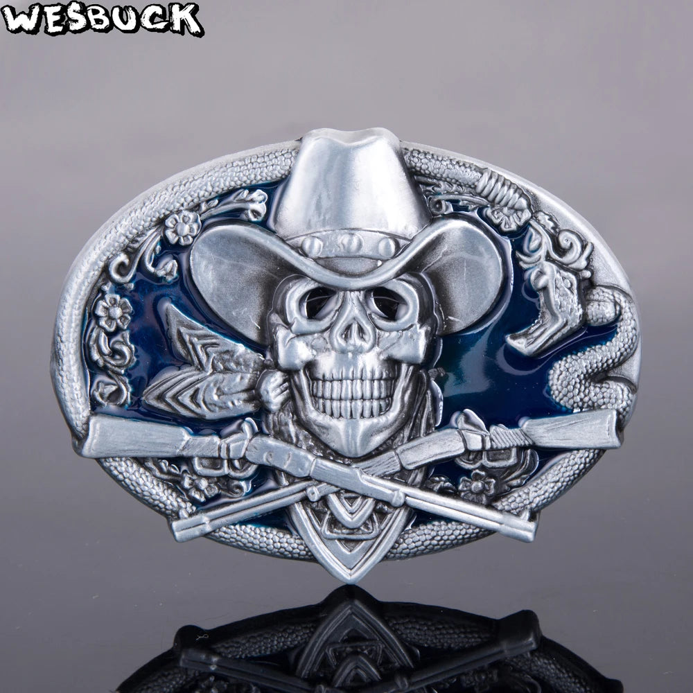 Western Cowboy Skull Belt Buckle