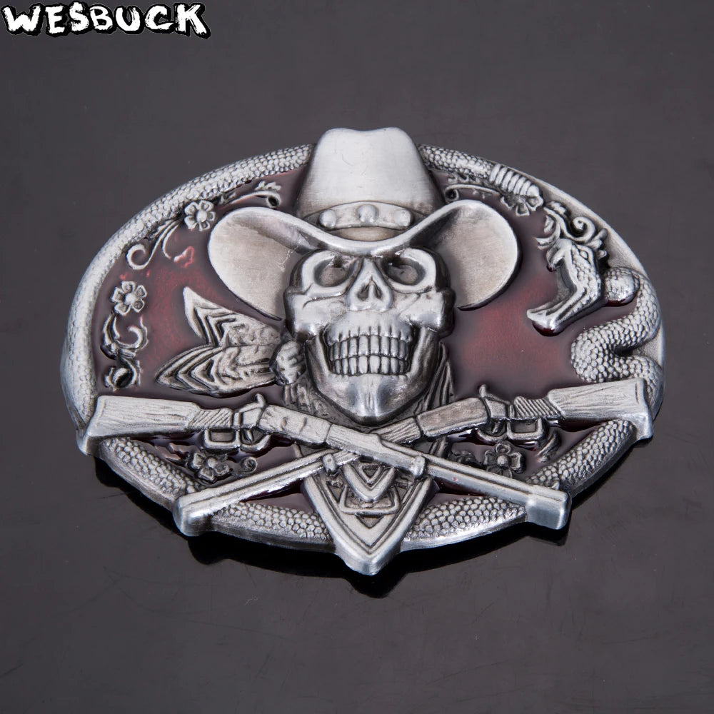 Western Cowboy Skull Belt Buckle