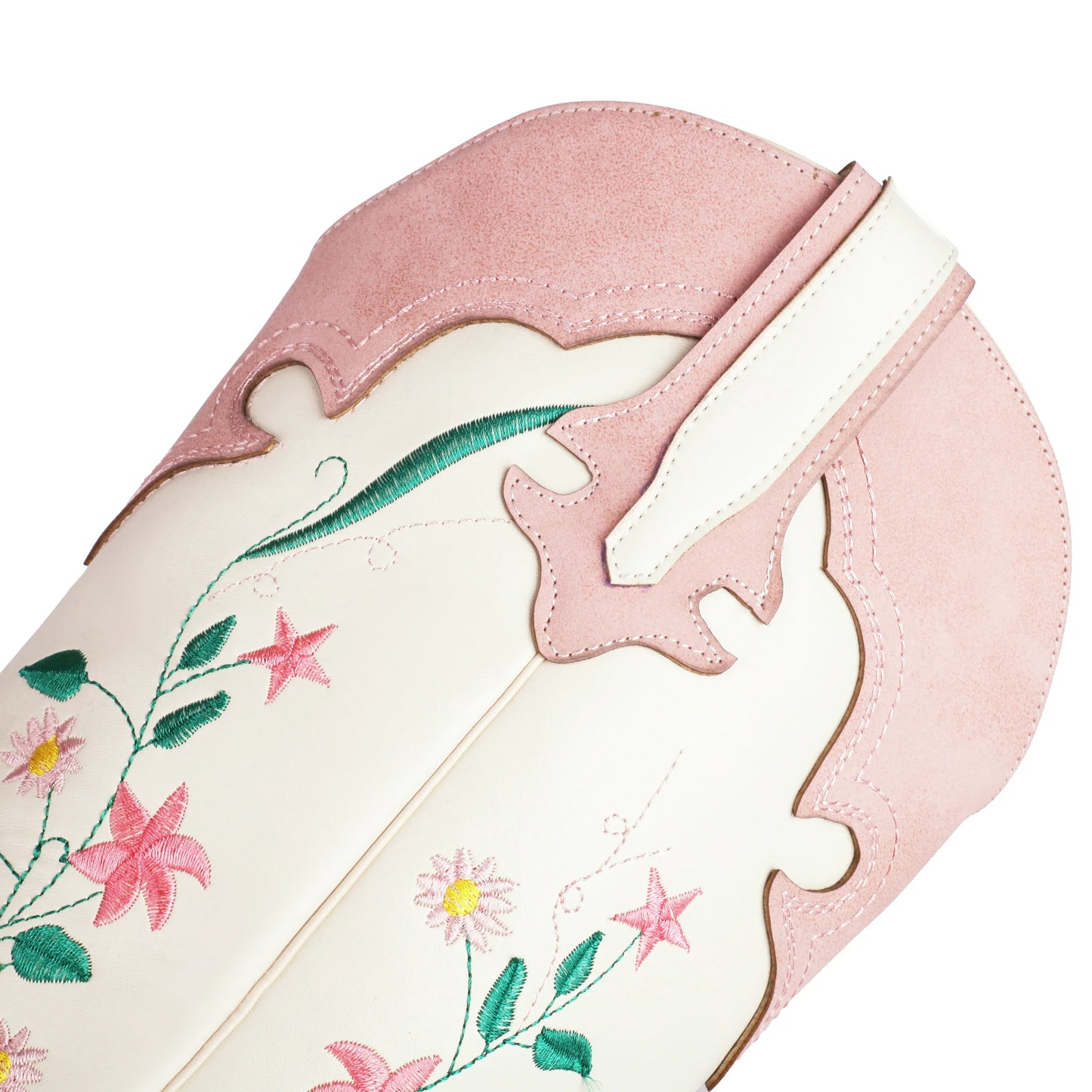 Women Sweet Lolita Cowgirl Boots Embroidery Floral Design