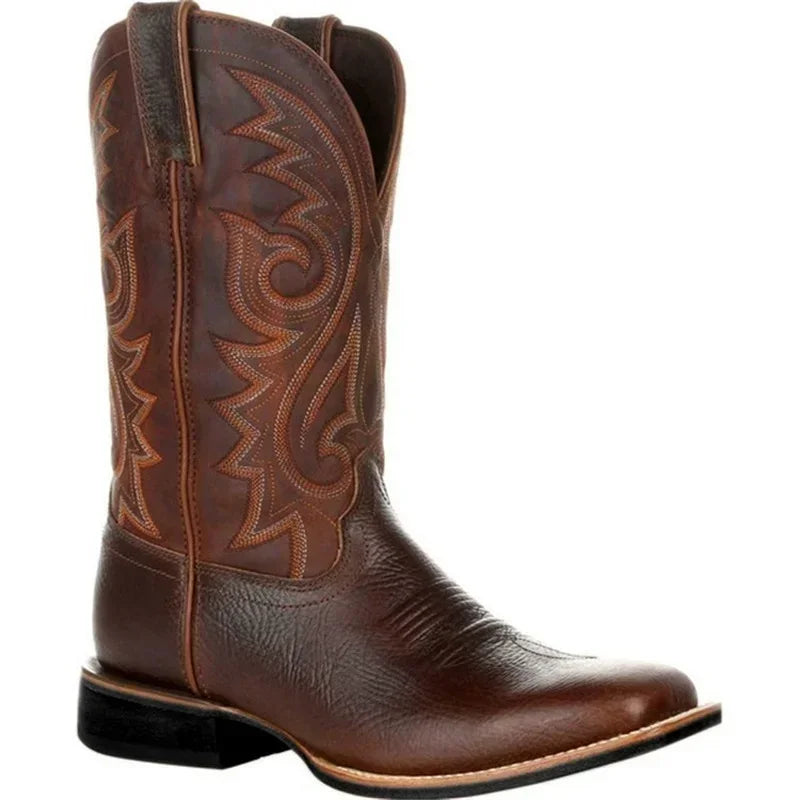 Men Boots Mid Calf Western Boots