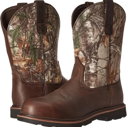 Men Leather Camo Boot