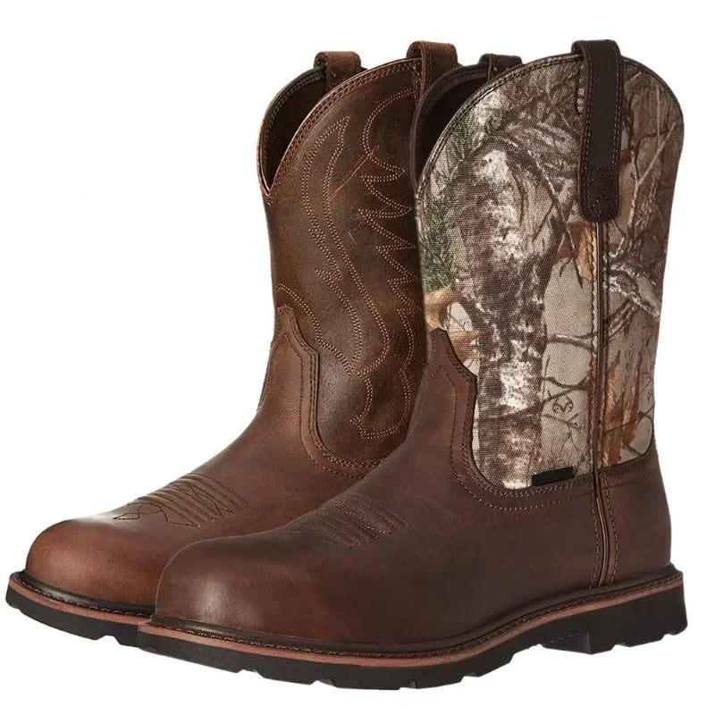 Men Leather Camo Boot