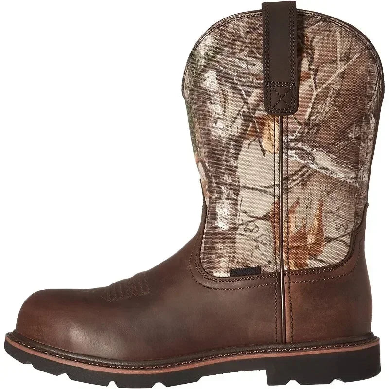 Men Leather Camo Boot